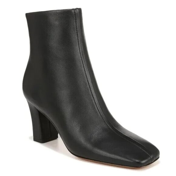 VINCE Leather Ankle Boots Square Toe Black Women Sz 10 - Picture 4 of 16